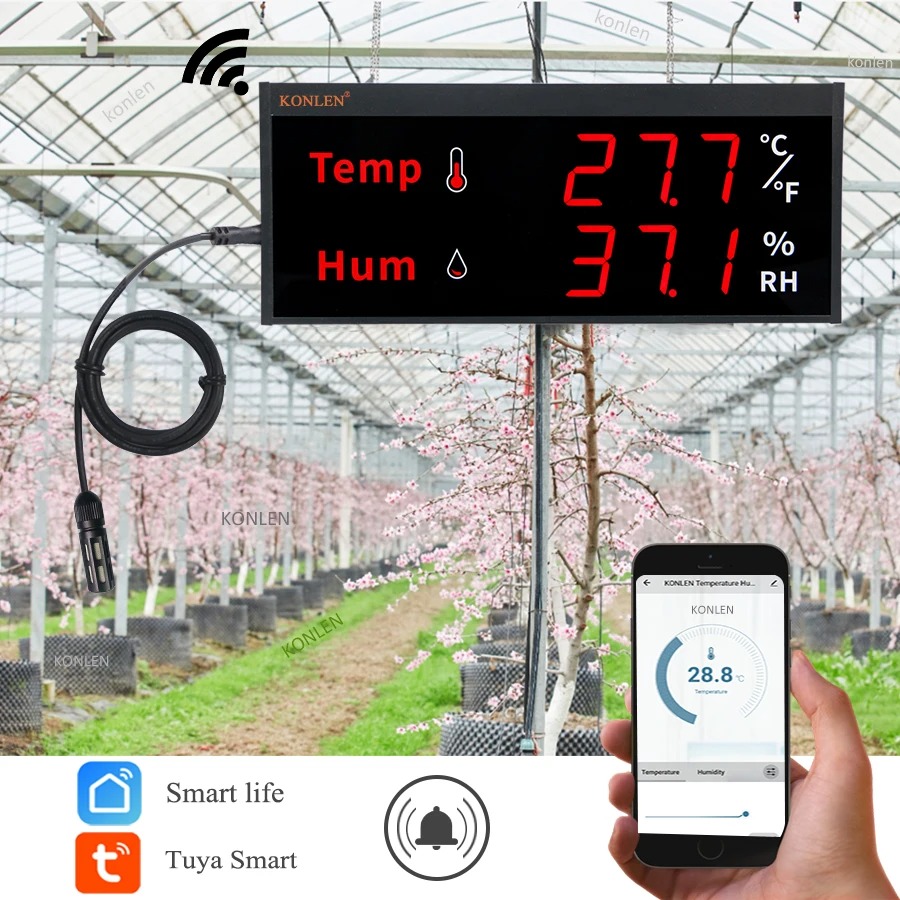 Konlen เซ็นเซอร์วัดอุณหภูมิความชื้นอัจฉริยะ Wi-Fi
