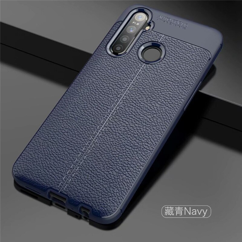 เคส Realme 5 Pro #เคสฝาหลัง TPU ผิวลิ้นจี่ช่วยป้องกันลายนิ้วมือและกันลื่นได้ดี
