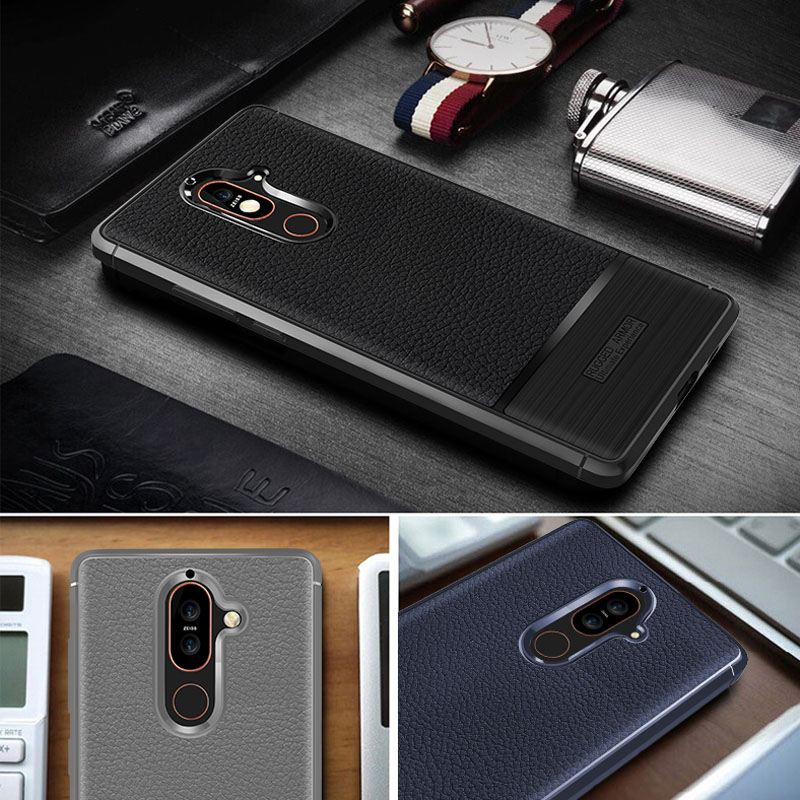 Case Nokia 7 plus #เคสฝาหลัง TPU นิ่มผิวลิ้นจี่กันลื่นคุณภาพดีราคาถูก