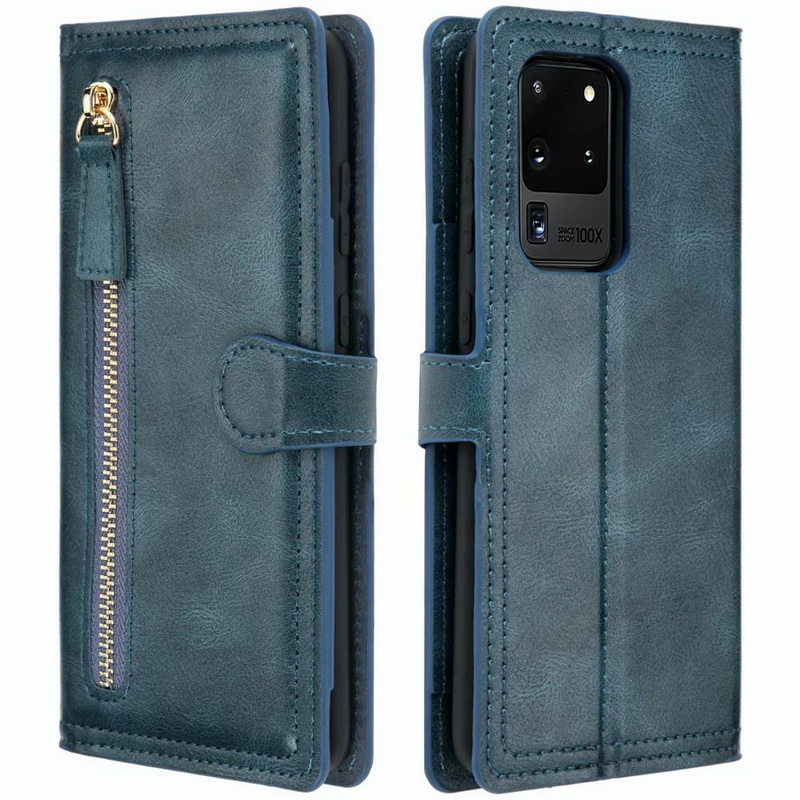 Case Galaxy S21 Ultra 5G #เคสฝาพับแบบกระเป๋าสตางค์ช่องใส่บัตรหลายช่อง Multi-slot Wallet Zippered Leather พร้อมสายคล้อง (สินค้าตัวอย่างสินค้าจริงตรงตามรุ่น)