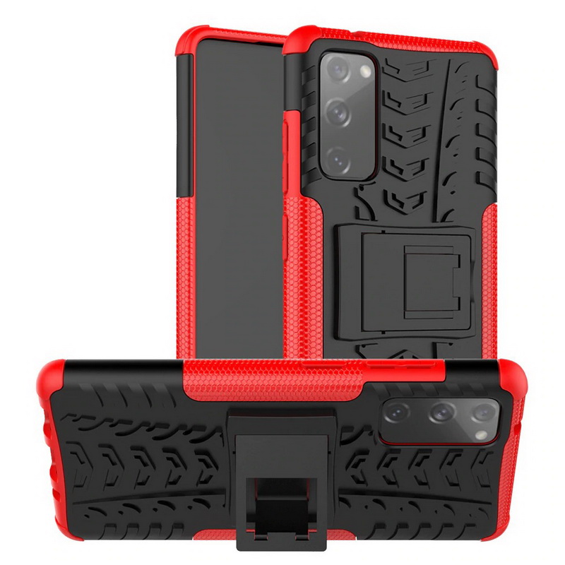 Case Samsung Galaxy S20 #เคสฝาหลังกันลื่น Cool Tyre Pattern Kickstand (PC + TPU)