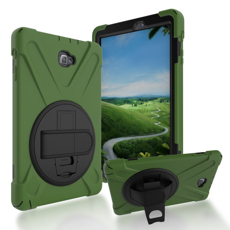 เคส Samsung Galaxy Tab A 10.1 (2016) with S Pen P580 P585 #เคสฝาหลังกันกระแทก X-Shape 360 Degree Rotary Kickstand PC + Silicone มีสายคล้อง