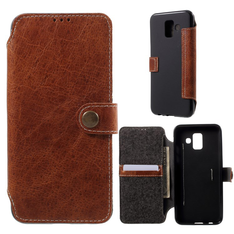 Case Samsung Galaxy A6 (2018) #เคสฝาพับแบบกระเป๋าสตางค์หนังแท้สวยงามทันสมัย