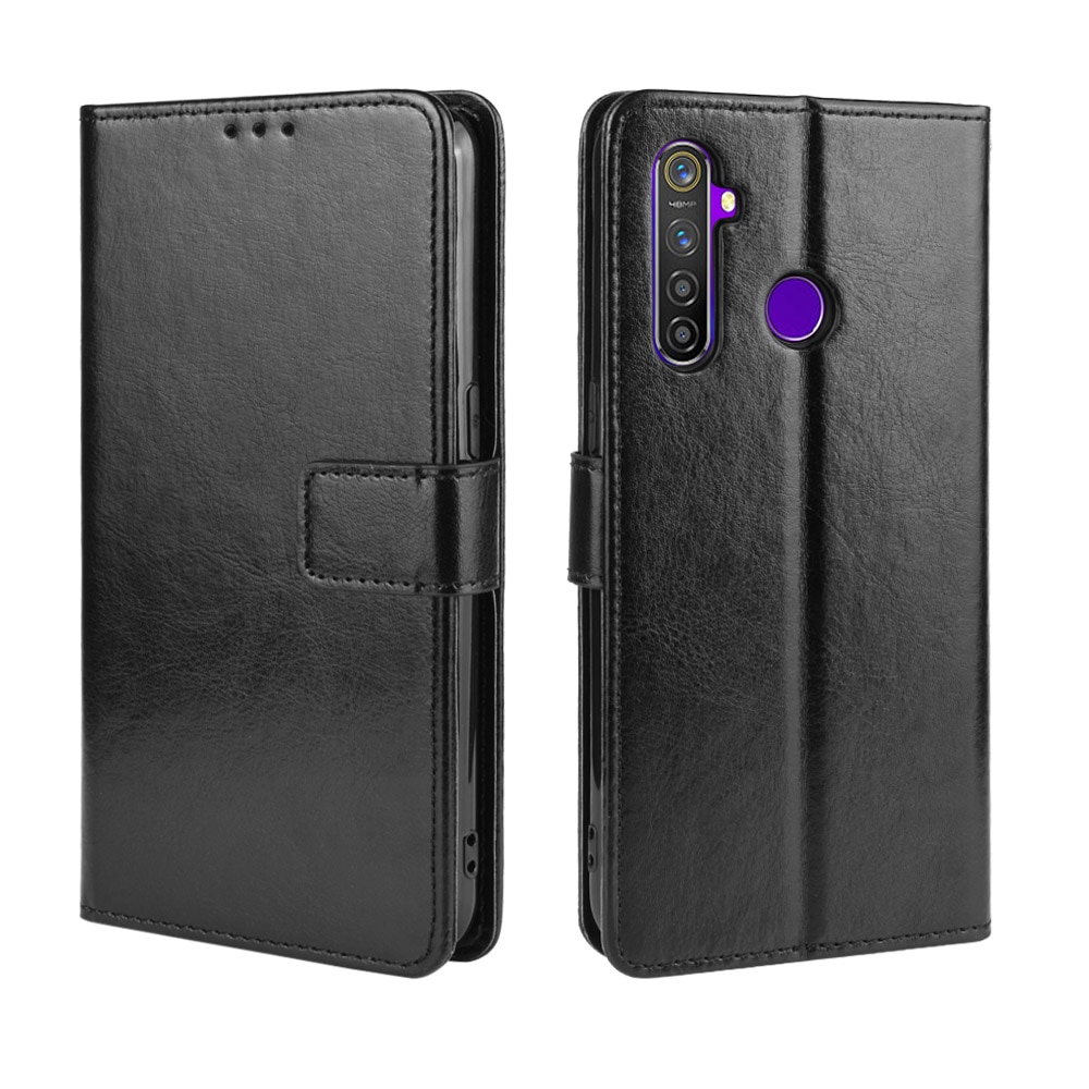 Case Realme 5i/ 5/5s #เคสฝาพับหนัง PU ผิวหนังม้า Crazy Horse Texture Leather Wallet