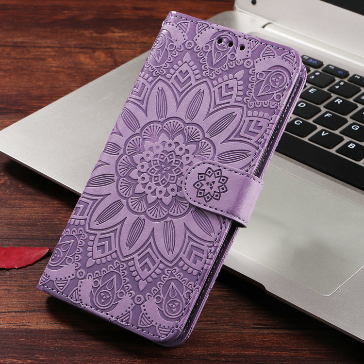 เคส iPhone 13 Pro Max #เคสฝาพับหนัง PU ผิวลายนูน Embossed Mandala Flower Leather Wallet