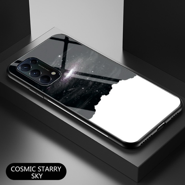 เคส OPPO Reno 5 Pro 5G #เคสฝาหลัง Gradient Color Glass + PC + TPU Hybrid Case