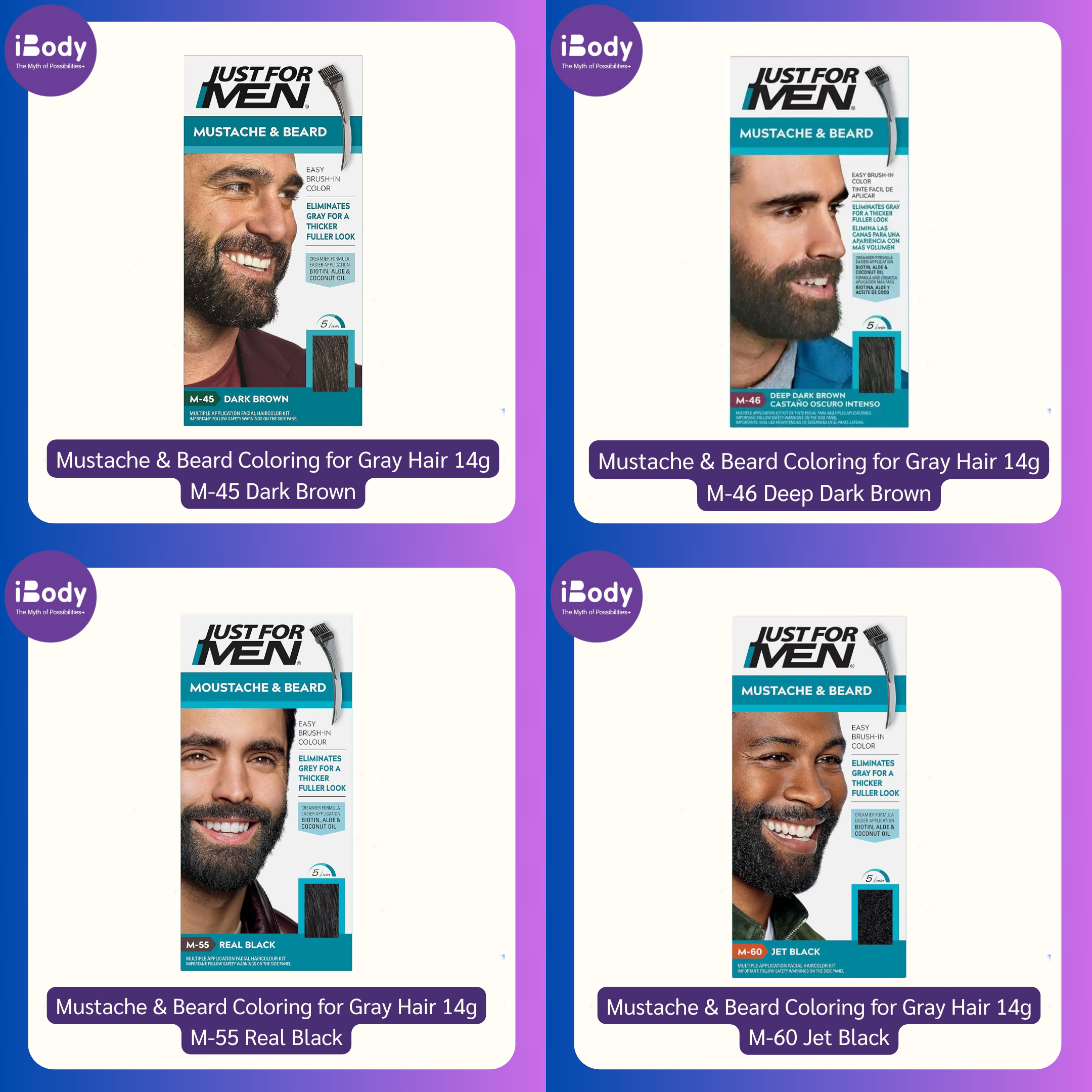 สีย้อมหนวด เครา Mustache & Beard Coloring for Gray Hair 14g Easy Brush-In Color (Just for men®)