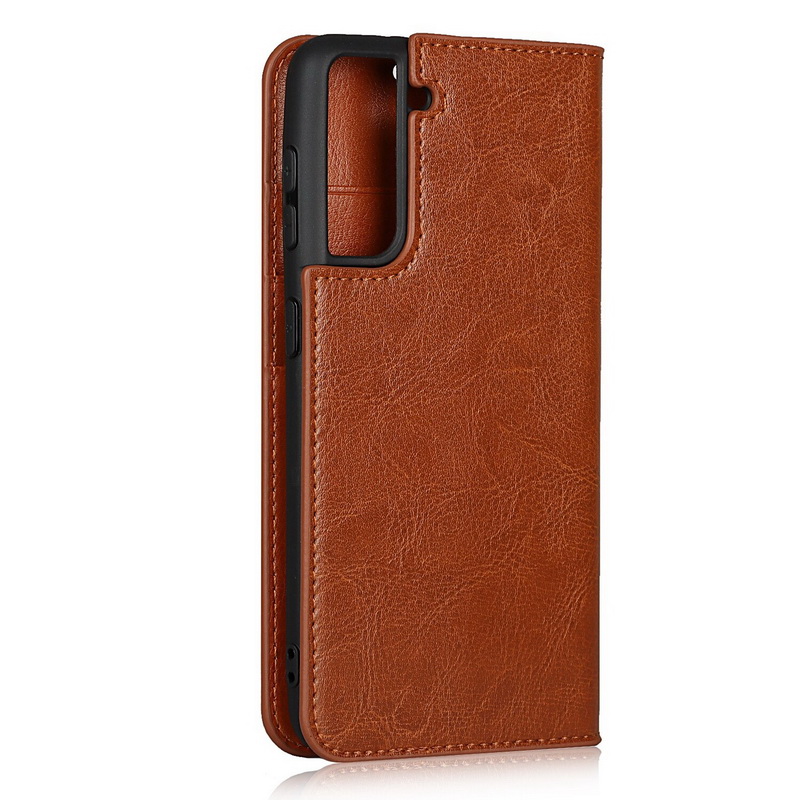Case Samsung Galaxy S21 FE 5G #เคสฝาพับหนังแท้แบบกระเป๋าสตางค์คุณภาพดี Crazy Horse Genuine Leather Cover