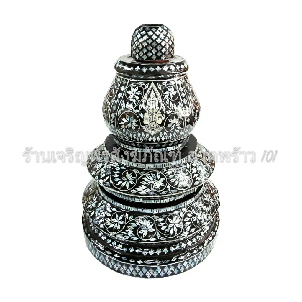ขาตั้งตาลปัตร ทรงน้ำเต้า ที่วางตาลปัตร ไม้เบญจพรรณฝังมุกแท้ อย่างสวย ฐานตั้งตาลปัตร ที่ตั้งตาลปัตร ขาตั้งพัดยศ ขาตั้งตาลปัตรมุก