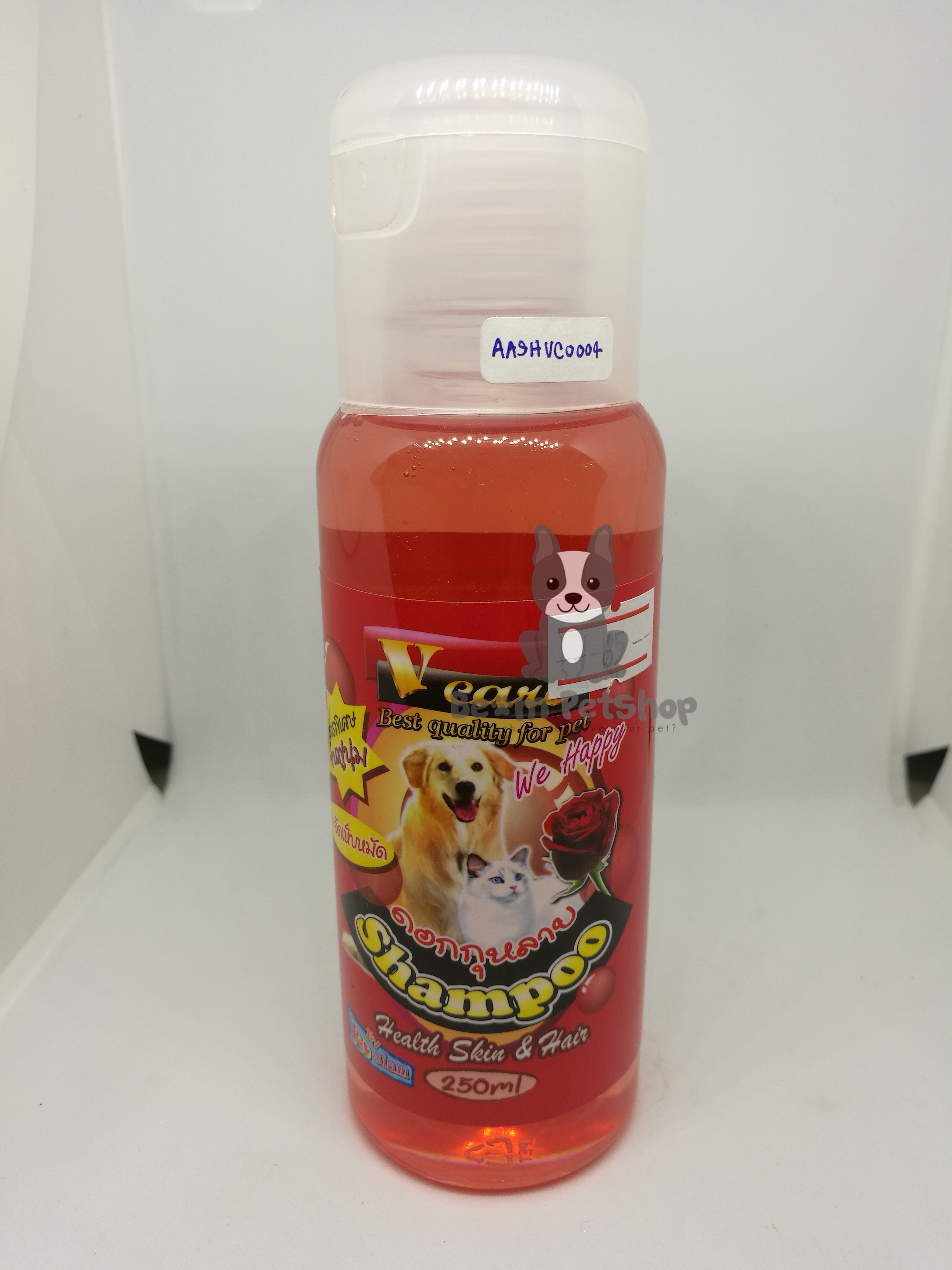 V Care แชมพูเห็บหมัดกลิ่นกุหลาบ(สีแดง)