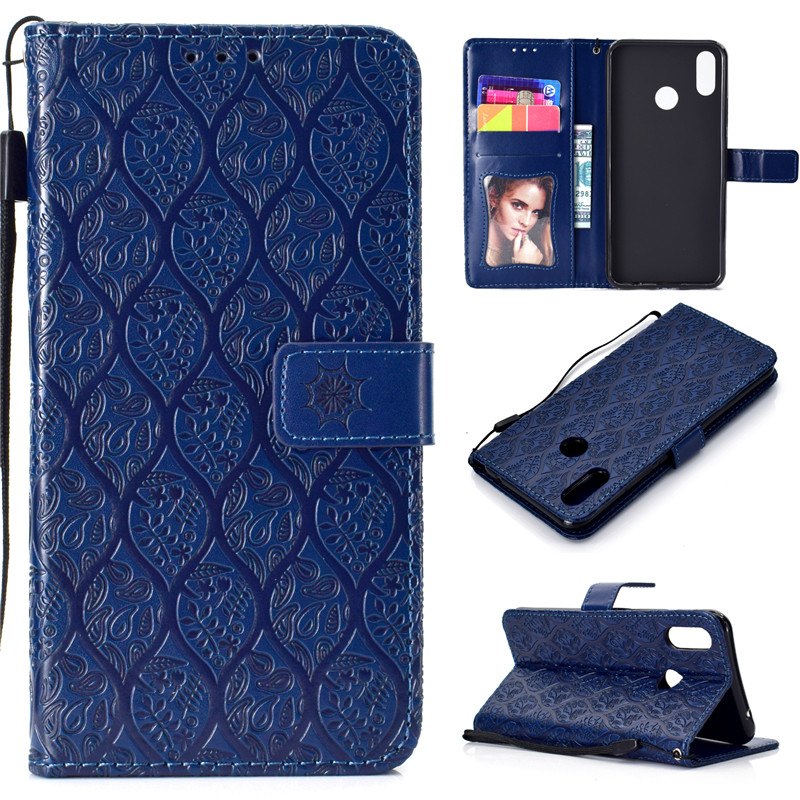 Case Huawei nova 3i #เคสฝาพับหนัง PU Imprint Leaf Leather