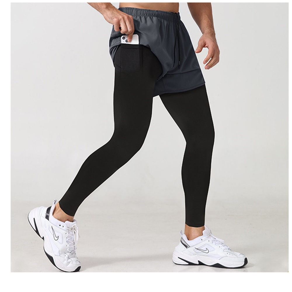 กางเกงออกกำลังกาย 2-in-1 ซัปในขายาว ฟิตเนส วิ่งมาราธอน Men Running (F38)