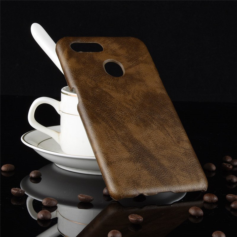 เคส Oppo A7 #เคสฝาหลังพลาสติกแข็งเคลือบหนัง PU ลายผิวลิ้นจี่ Litchi Skin Leather Coated