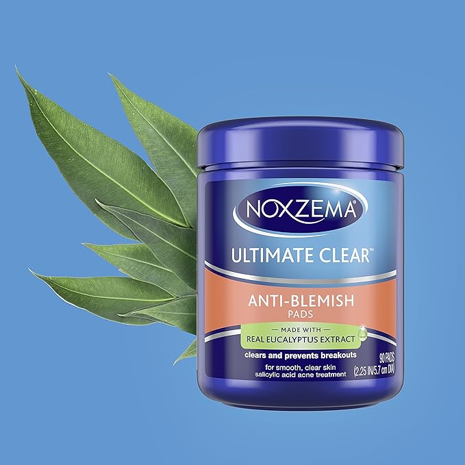 (Pre Order) Noxzema® Ultimate Clear Face Pads Anti-Blemish แผ่นเช็ดหน้าป้องกันสิว รักษาสิว รอยสิว เคลียร์รูขุมขน ทำจากแอลกอฮอล์มากกว่า 60%