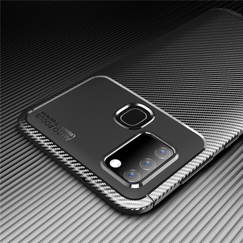 Case Samsung Galaxy A21s #เคสฝาหลังนิ่ม Carbon Fiber Anti-drop TPU Protection