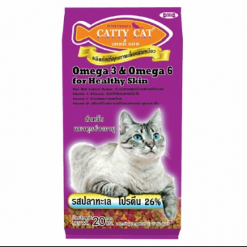 Catty Cat อาหารแมวเม็ด รสปลาทะเล ถุงม่วง 20kg. FT03