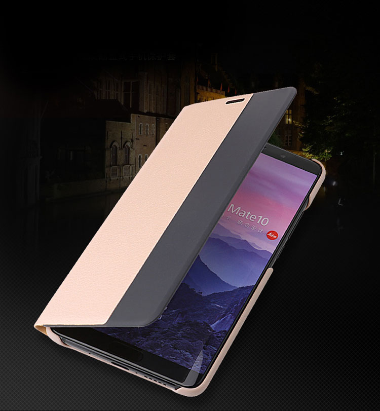 เคส Huawei Mate 10 #เคสฝาพับแบบ View Window ด้านข้างแนวยาวฝาพับหนัง PU คุณภาพดี