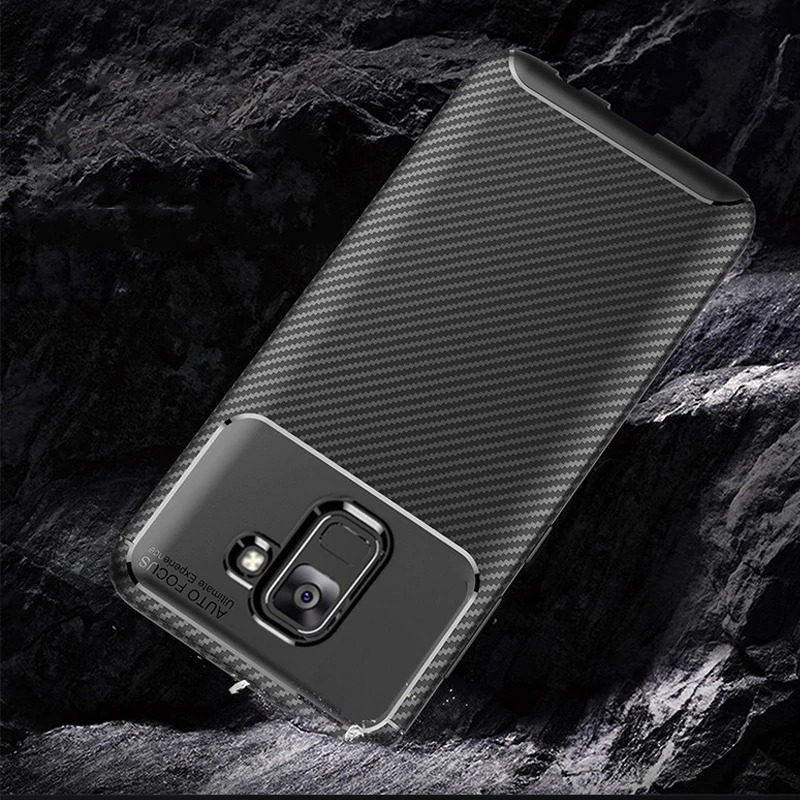 เคส Samsung Galaxy A8+ 2018 #เคสฝาหลังนิ่ม Carbon Fiber Anti-drop TPU Protection