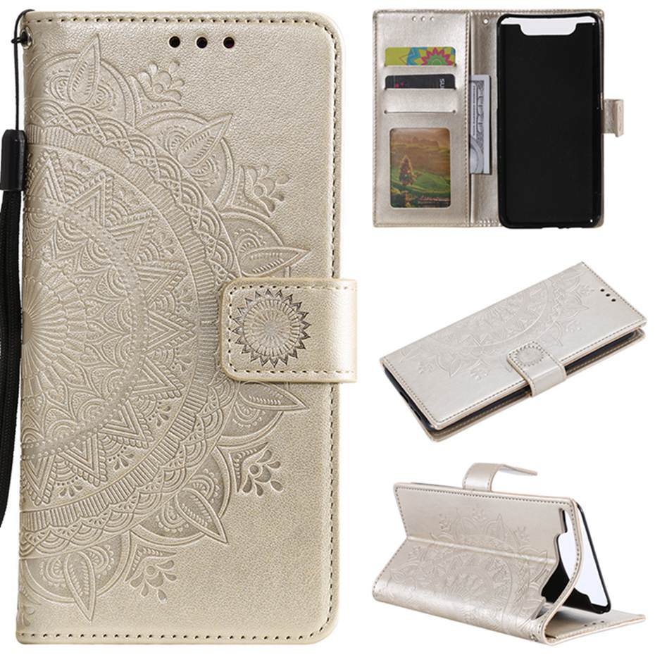 Case Samsung Galaxy A80 #เคสฝาพับแบบกระเป๋าสตางค์ฝาพับหนัง PU Imprint Flower Leather Wallet