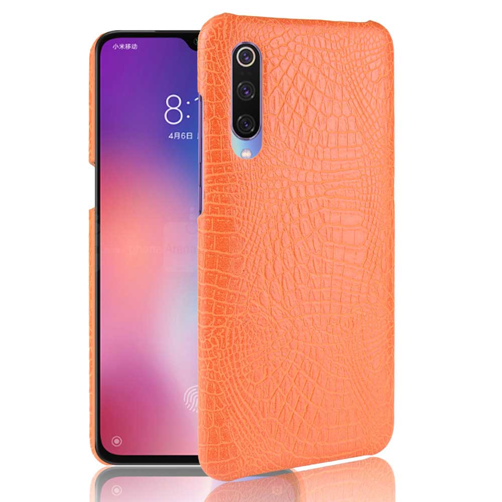 Case Xiaomi Mi 9 #เคสฝาหลังพลาสติกแข็งเคลือบหนัง PU ลายผิวหนังจระเข้