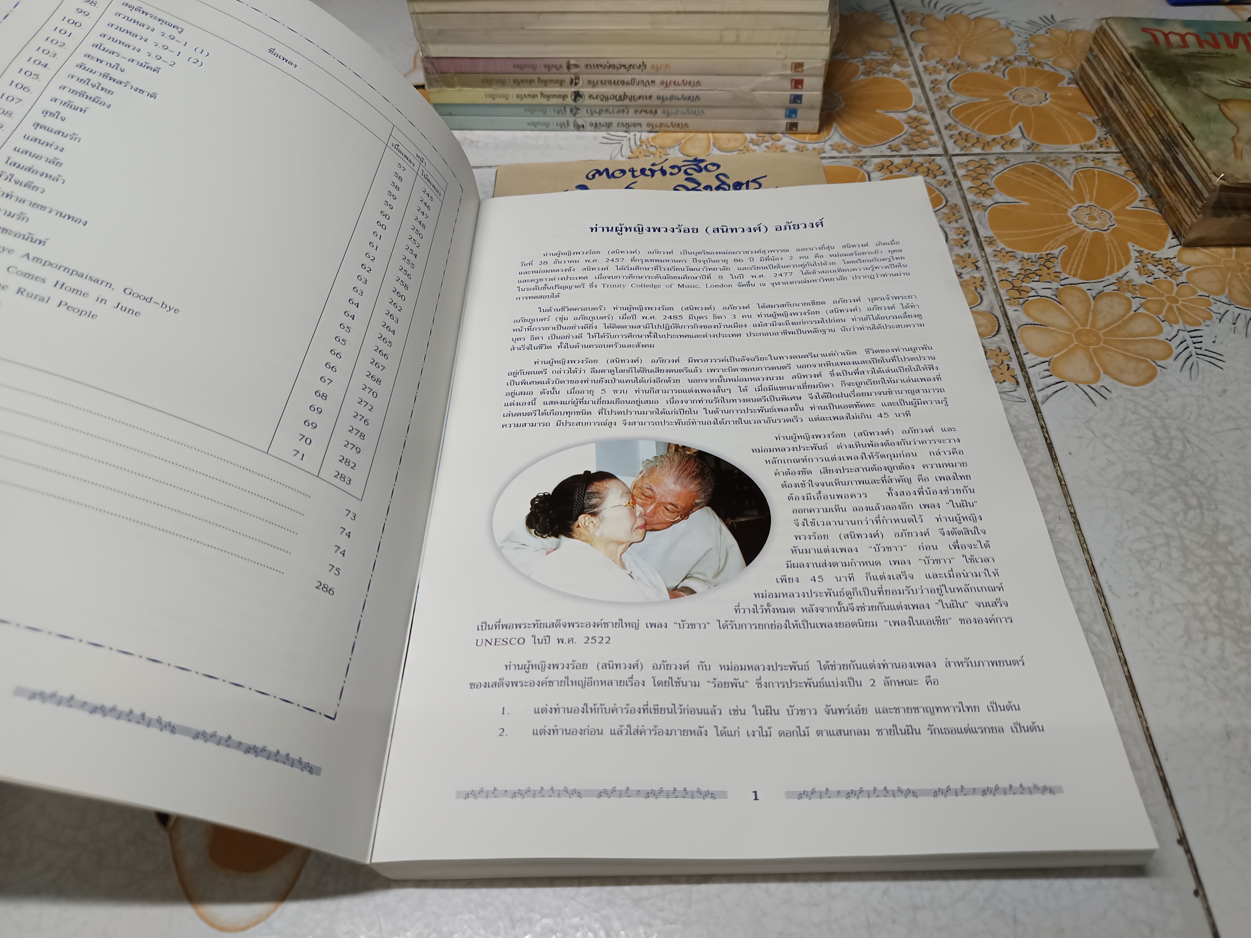 รวมผลงานเพลง ท่านผู้หญิงพวงร้อย (สนิทวงศ์) อภ้ยวงศ์ พิมพ์ครั้งแรก สิงหาคม 2543