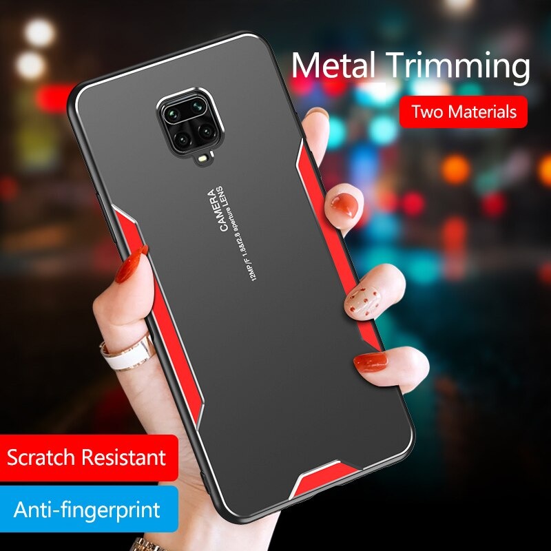 เคส Redmi Note 9 Pro/Redmi Note 9S #เคสฝาหลังไฮบริด Metal +TPU Shockproof metal back plate Phone Back Cover