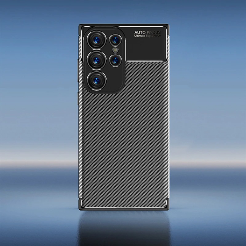 เคส Samsung Galaxy S23 Ultra 5G #เคสฝาหลังนิ่ม Carbon Fiber Anti-drop TPU Protection