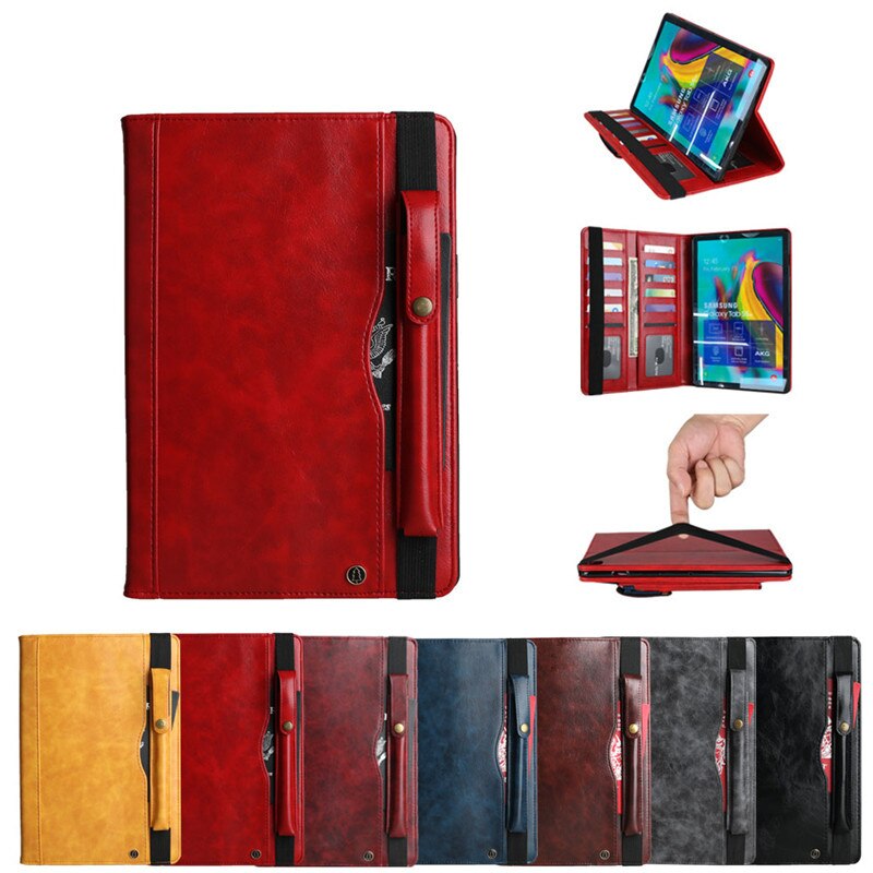 Case Samsung Galaxy Tab S5e SM-T720 SM-T725 #เคสฝาพับหนัง PU แบบกระเป๋าสตางค์ Retro Horse Crazy พร้อมช่องปากกา