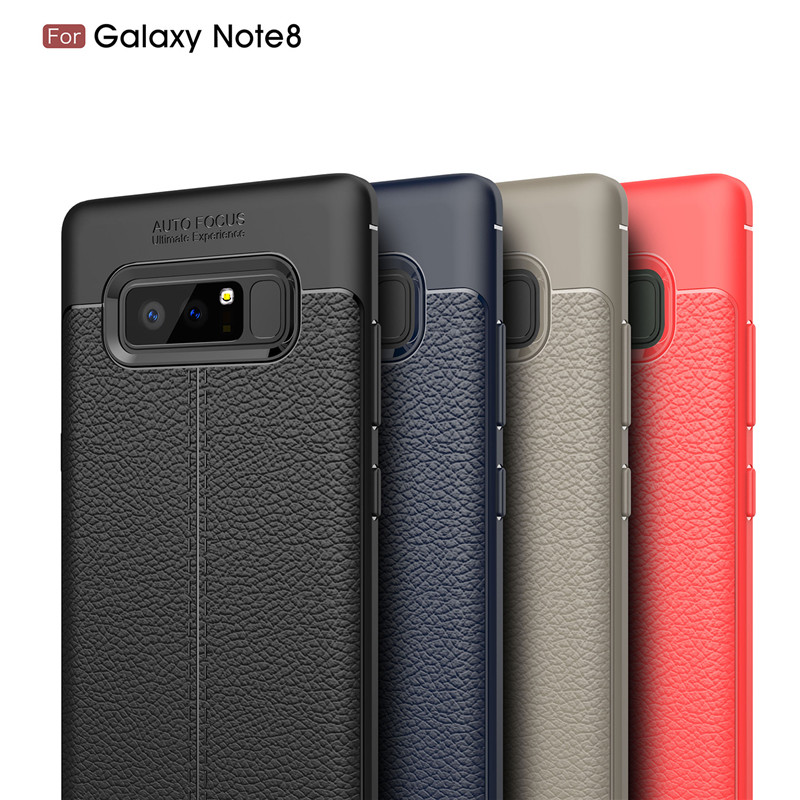 เคส Samsung Galaxy Note 8 #เคสฝาหลัง TPU ลายหนัง PU ผิวลิ้นจี่ช่วยป้องกันลายนิ้วมือและกันลื่นได้ดี