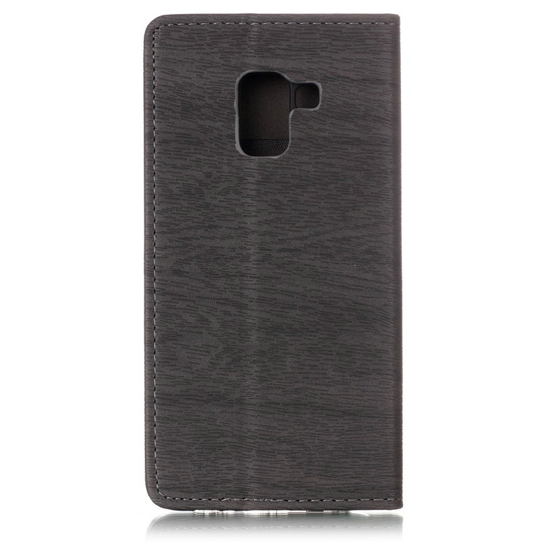 เคส Samsung Galaxy A8 Plus 2018 #เคสฝาพับหนัง PU พื้นผิวลายเนื้อไม้ Wood Texture Leather