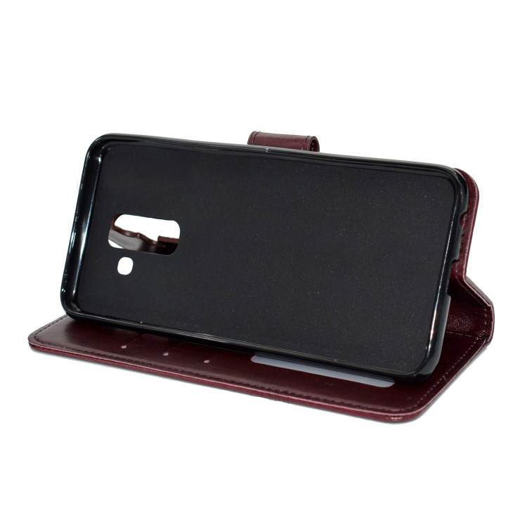 Case Samsung Galaxy A6+(2018) #เคสฝาพับหนัง PU ปั้มลาย Imprint Mandala Flower สีสันสวยงามทันสมัย