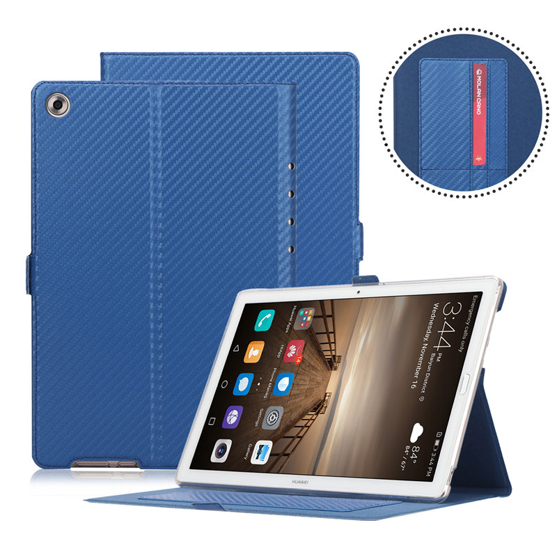 Case Huawei MediaPad M5 Pro 10.8 นิ้ว #เคสฝาพับลาย Carbon Fiber Texture Magnetic Leather Shell มีช่องใส่การ์ด