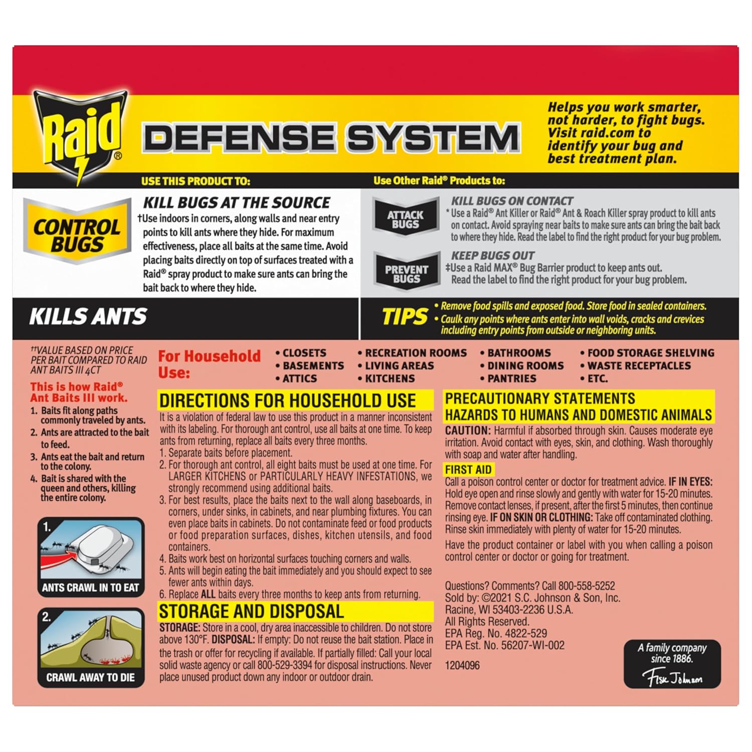 Raid® Ant Baits Kill the Colony 8 Count ผลิตภัณฑ์กำจัดมด ไล่มด สำหรับใช้ในครัวเรือน