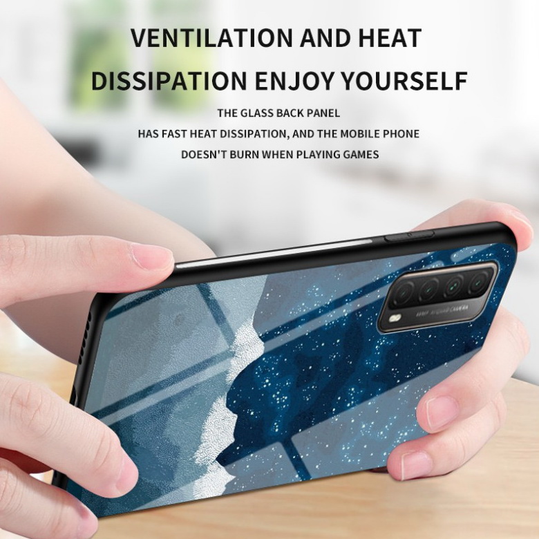 เคส Huawei Y7a #เคสฝาหลัง Gradient Color Glass + PC + TPU Hybrid Case