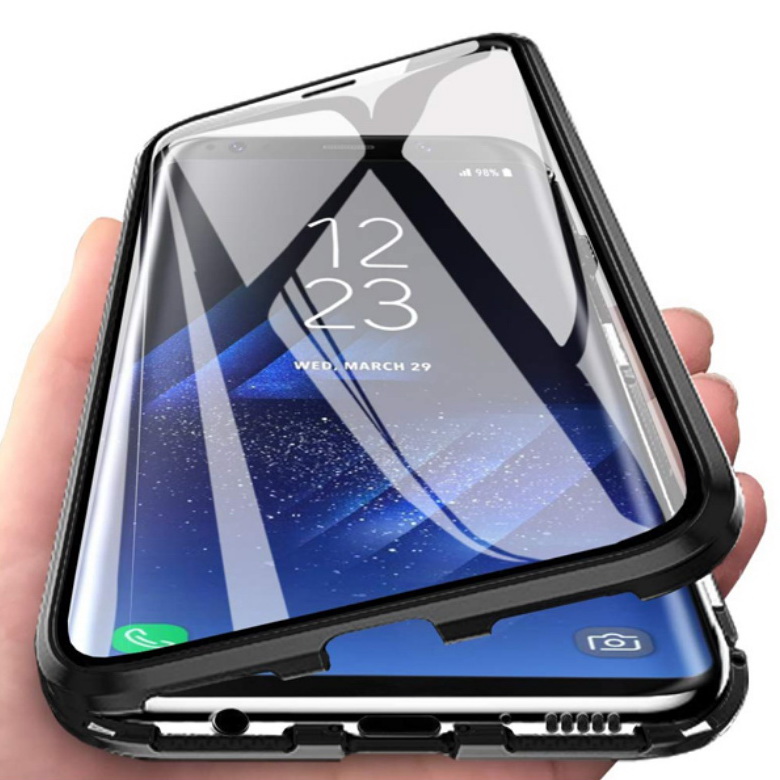 Case Samsung Galaxy A04s#เคสฝาครอบกระจกขอบโลหะดูดซับแม่เหล็ก Fully Protection Magnetic Adsorption Glass Metal Phone Protective