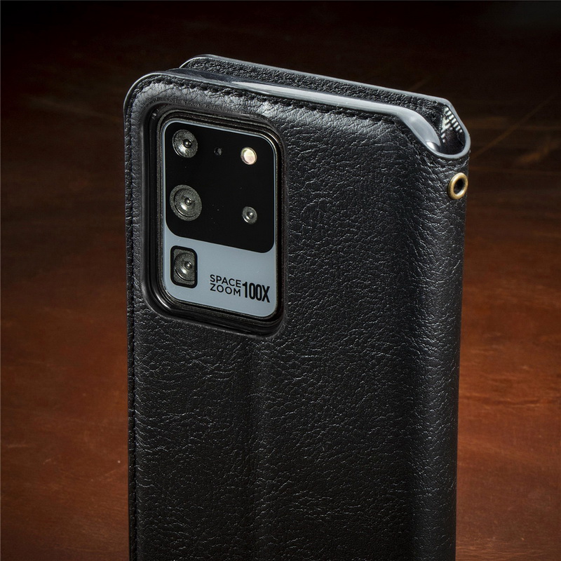 เคส Samsung Galaxy S20 Ultra / S20 Ultra 5G #เคสฝาพับแบบกระเป๋าสตางค์ Magnetic Flip Wallet Bracket Leather Lattice TPU Phone Case