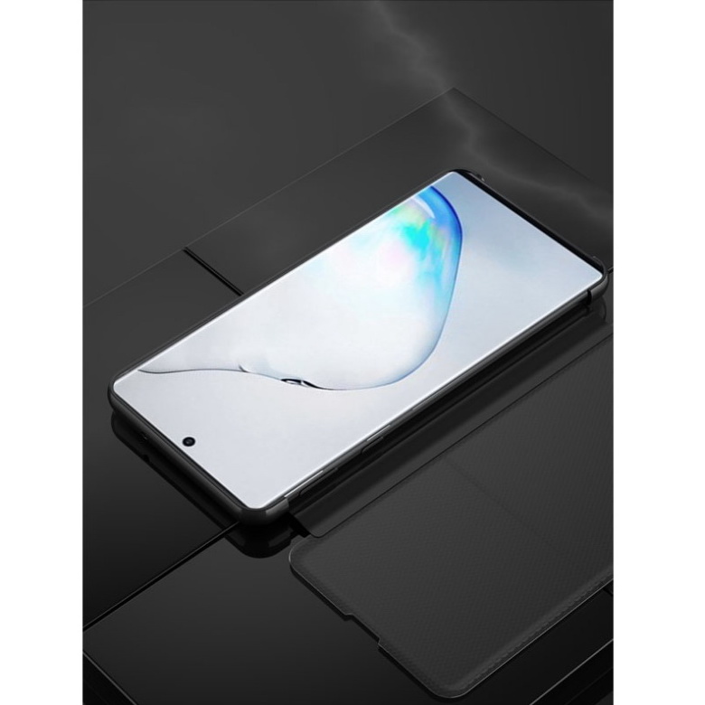 Case Samsung Galaxy Note 10+ #เคสฝาพับปกโปร่งแสงผิวเงา Electroplating Mirror Surface Window View