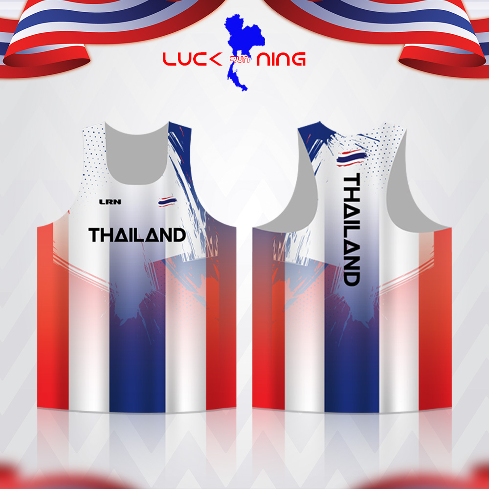 เสื้อวิ่งพิมพ์ลาย THAILAND X LRN เนื้อผ้า Micro square สำหรับวิ่งมาราธอน (MS28)