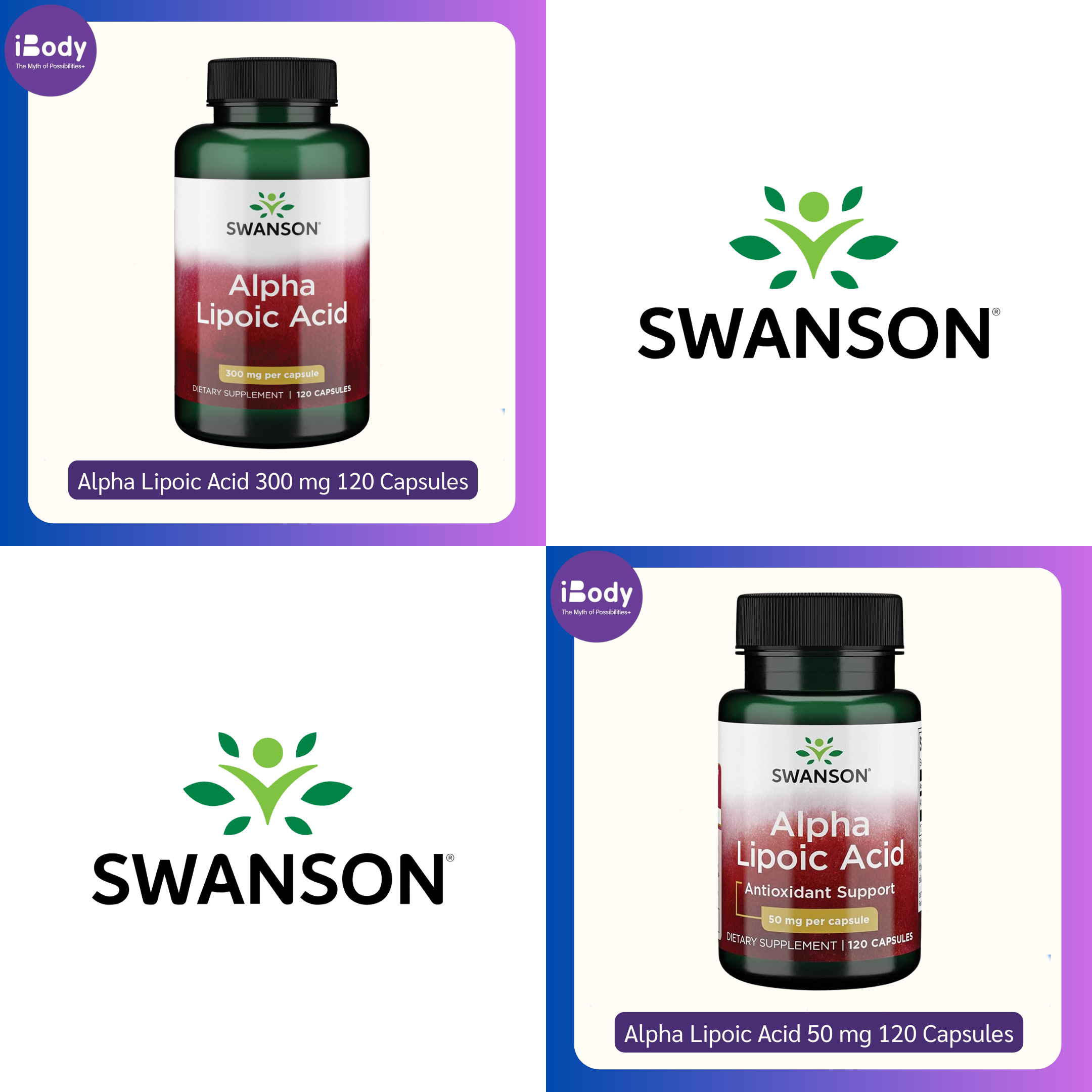 กรดอัลฟาไลโปอิก Alpha Lipoic Acid 300 or 50 mg 120 Capsules (Swanson®) ALA