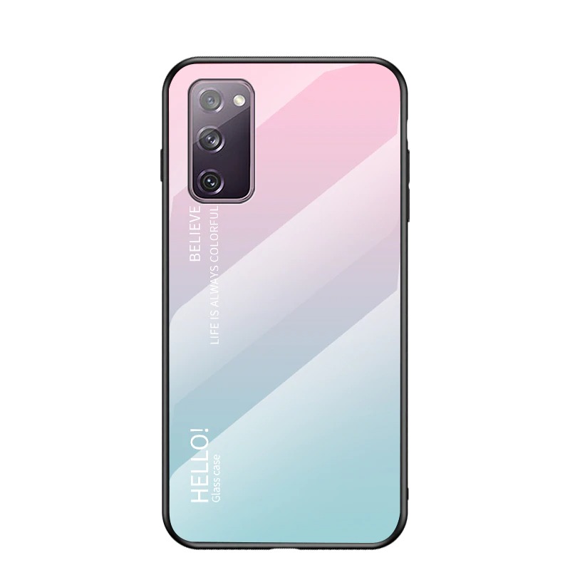 เคส Samsung Galaxy M51 #เคสฝาหลัง Gradient Color Glass + PC + TPU Hybrid Case