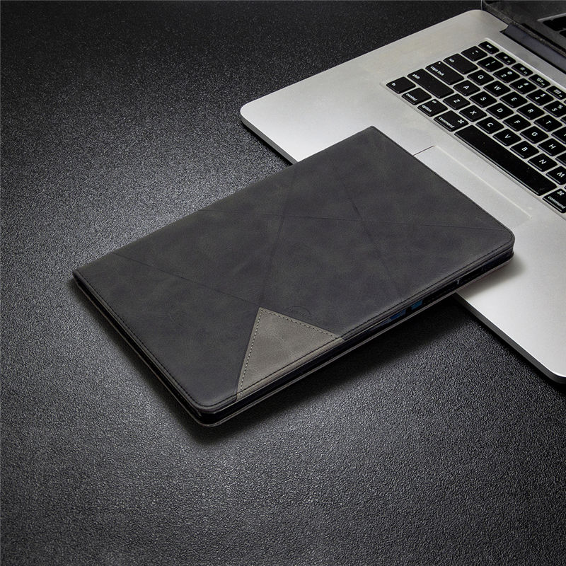 เคส Samsung Galaxy Tab S6 Lite 10.4 SM-P610 P615 P617 #เคสฝาพับหนัง PU มีช่องเสียบ ID บัตรอื่นๆในตัว Geometric Pattern Leather Card Holder Protective