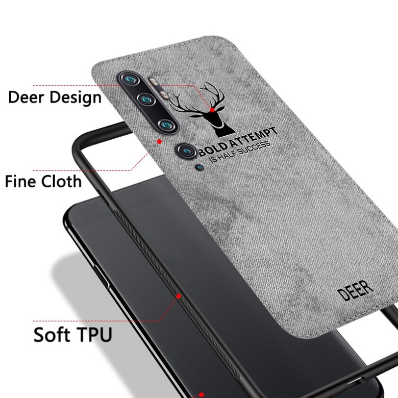 Case Xiaomi Mi Note 10 Lite #เคสฝาหลังเคลือบผิวผ้า PC + TPU Retro Velvet Cloth Coated