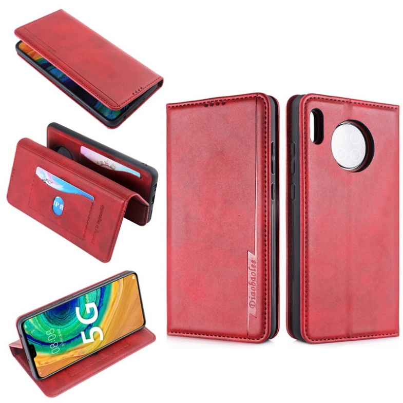 Case Huawei Mate 30 Pro #เคสฝาพับปกหนังสไตล์วินเทจดูดซับอัตโนมัติแบบกระเป๋าสตางค์ Luxury Flip Leather Case Card Holder Stand Magnetic Retro wear-resisting Phone Cover