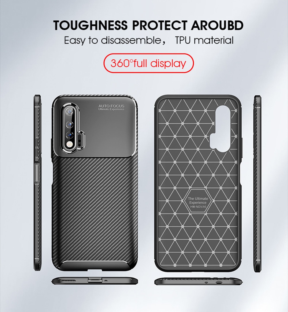 เคส Huawei Nova 6 #เคสฝาหลังนิ่ม Carbon Fiber Anti-drop TPU Protection