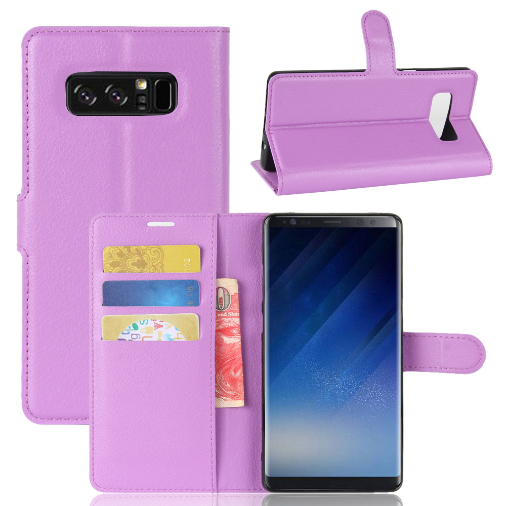 เคส Samsung Galaxy Note 8 #เคสสไตล์กระเป๋าสตางค์หนัง PU ผิวลิ้นจี่สีสันสดใส
