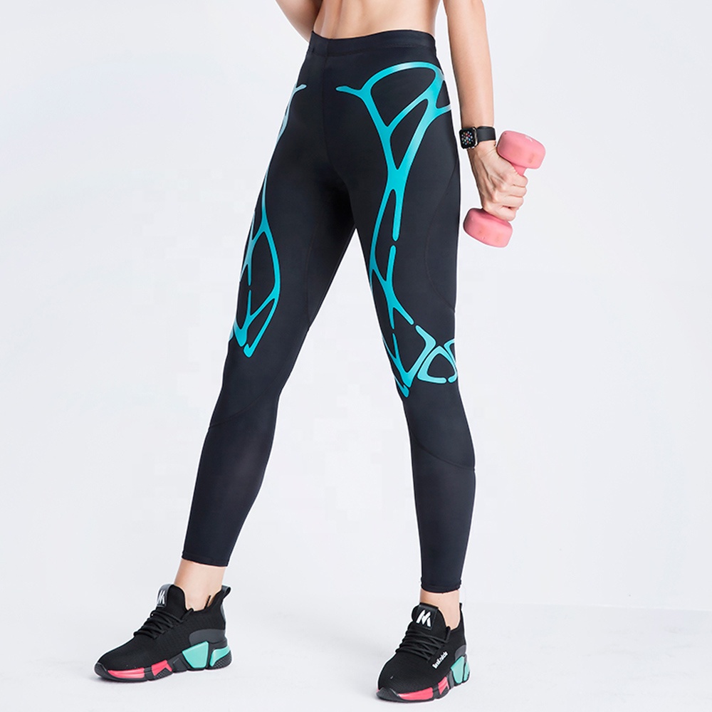 กางเกงวิ่งรัดกล้ามเนื้อผู้หญิง EVS Women Compression Tights Thunder สำหรับวิ่ง ออกกำลังกาย รุ่นขายาว(G11)