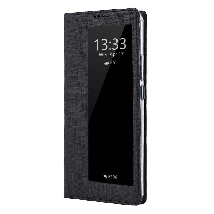 เคส Huawei P30 #เคสฝาพับหนังฝาพับมีช่องวิวด้านข้าง VILI DMX Cross Texture View Window Leather