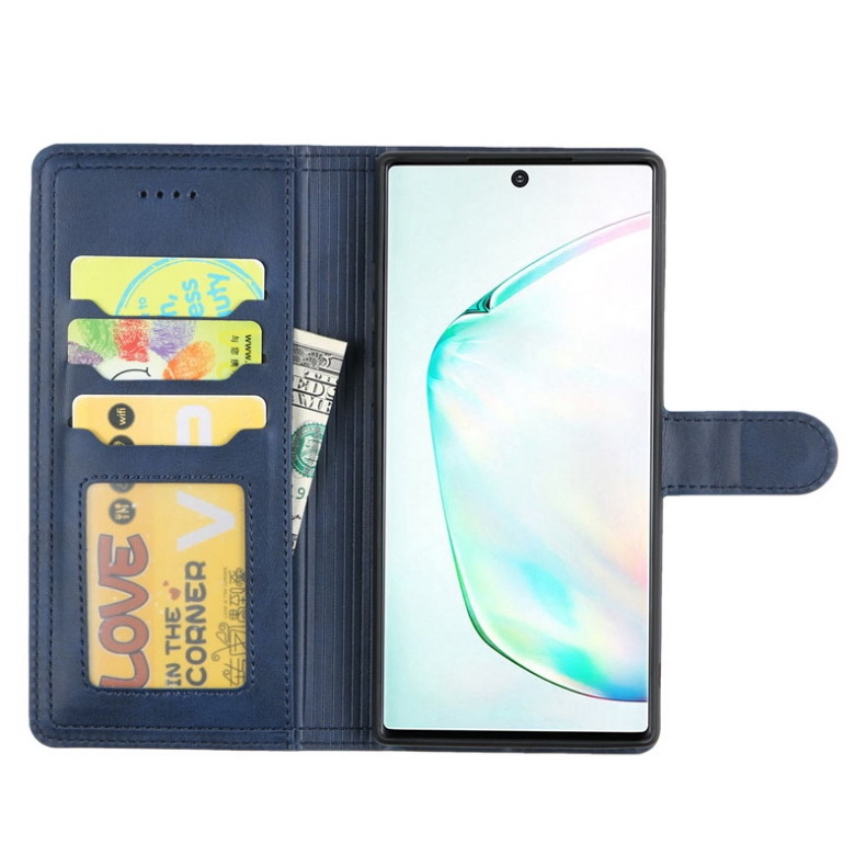 เคส Samsung Galaxy Note 10+ #เคสฝาพับหนัง PU มีช่องเสียบบัตรพับตั้งได้ Stand Magnetic Wallet Card Holder Retro Business Cover