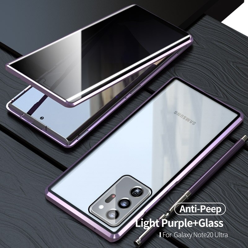 Case Samsung Galaxy S22 Ultra 5G เคสประกบหน้าหลังกระจกด้านหน้า Anti-peep Adsorption Privacy Glass ป้องกันการมองด้านข้าง ขอบโลหะดูดซับแม่เหล็ก Fully Protection Magnetic Adsorption Glass Metal Phone Protective (สินค้าตัวอย่างเลนส์กล้องหลังตรงตามรุ่น)