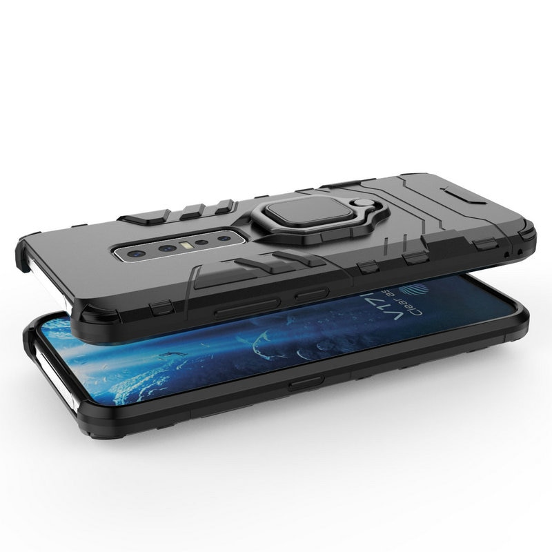 Case Vivo V17 Pro #เคสฝาหลังพลาสติกแข็ง +TPU Hybrid Case มีแหวนสวมนิ้วโลหะ